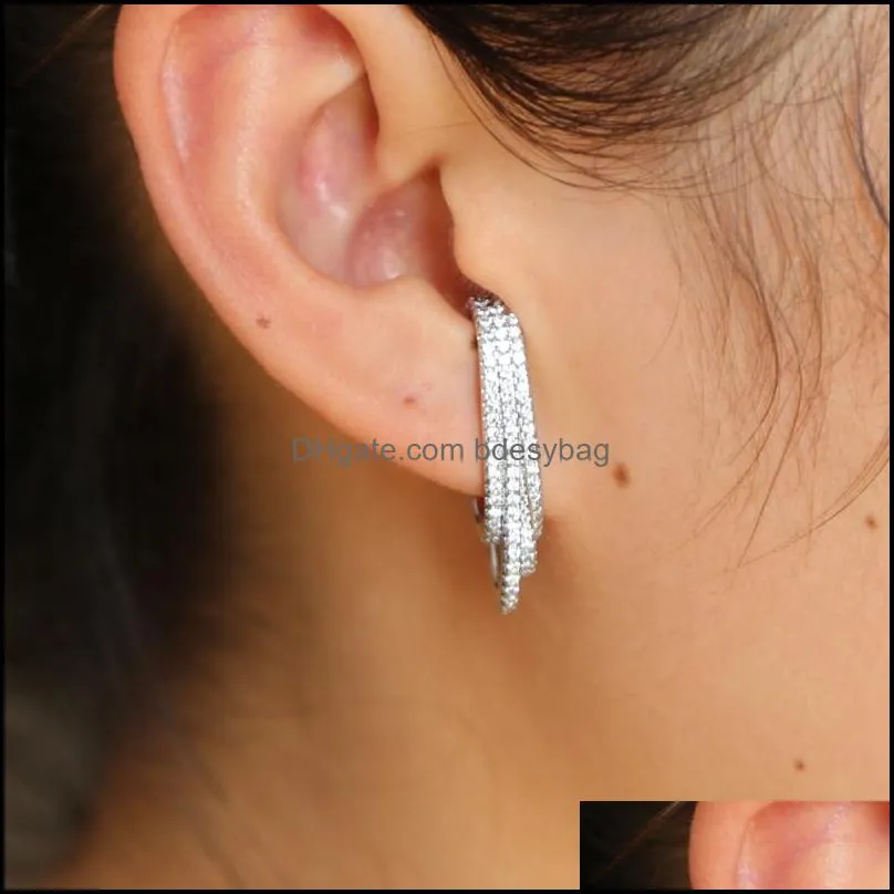 Stud Simple Minimalist Line Earring Delicate CZ Brilliant Crystal Zircon Stone Women Birthday Gifts Elegant Sparkling Pave