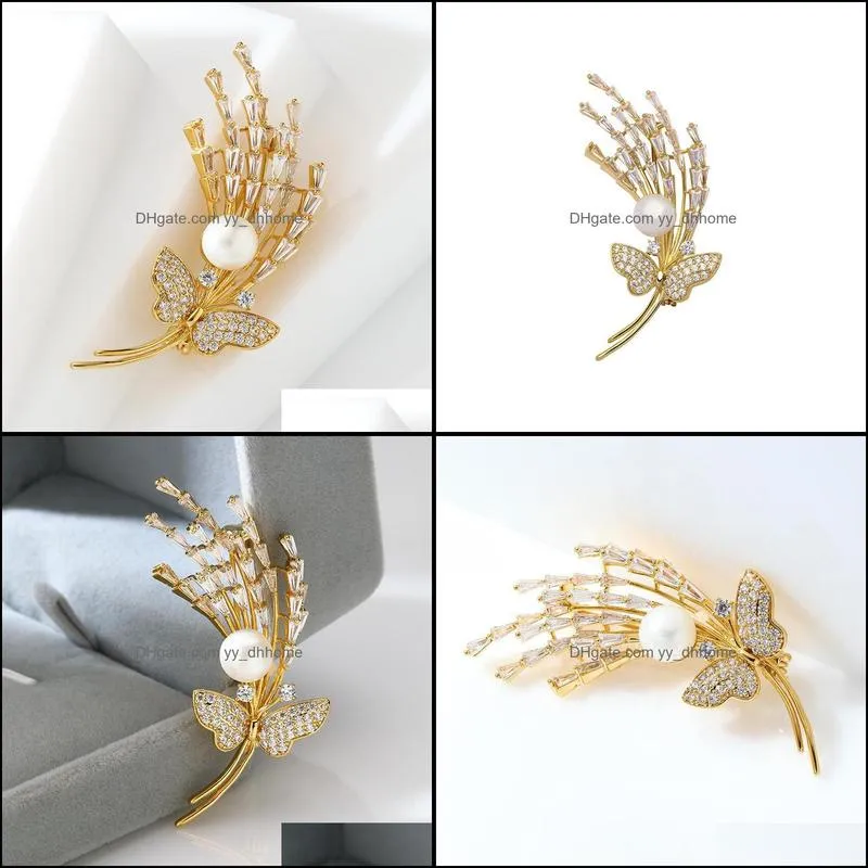 Pins, Brooches 2021 High-end Butterfly Flower Lady Brooch Micro-encrusted Zircon Manufacturer Wholesale