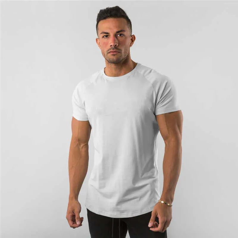 Été Sportswear Hommes O-cou T-shirts Mode Hommes Tops Coton Fitness T-shirt Gym À Manches Courtes Bodybuilding T-shirt 210629