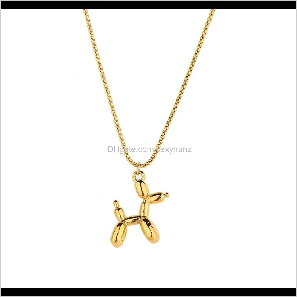 pendant necklace women`s clavicle chain pony pendant korean titanium steel plated 18 real gold
