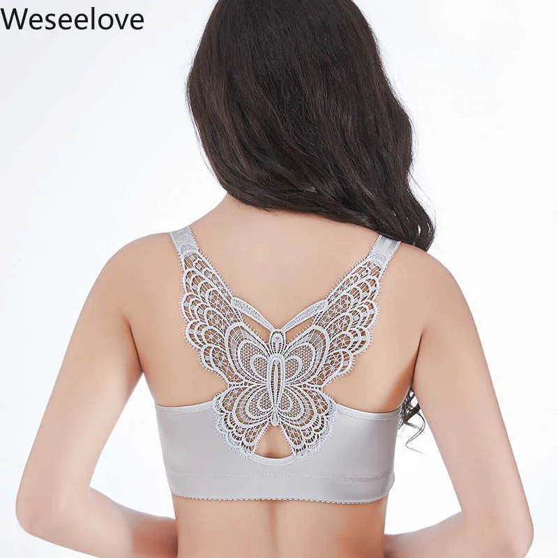 Plus Size Sexy Push Up Bra Front Closure Butterfly Brassiere