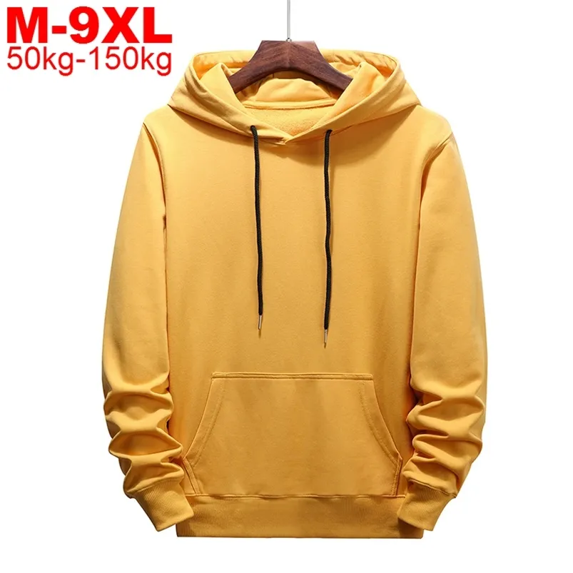 Outono tamanho grande 9xl moda alta qualidade moletom homens hip hop manga longa pulôver preto cinzento hoodies streetwear roupas 210728