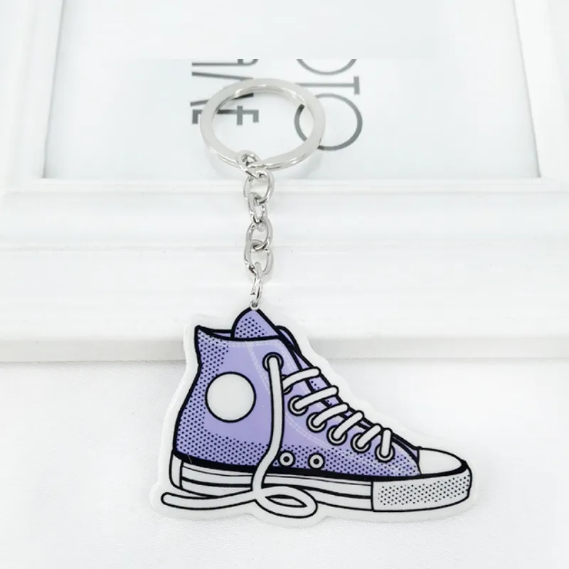 Acrylic canvas shoes key chain Bag Car Key Holder Metal Key Chain Rings shoe keychains For Women and men Unisex