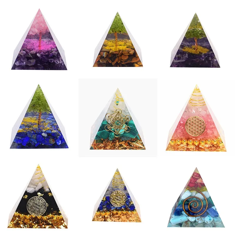 Levensboom Orgone Piramide Decor Amethist Peridoot Healing Crystal Energy Generator Orgonite Protect Meditation Tool