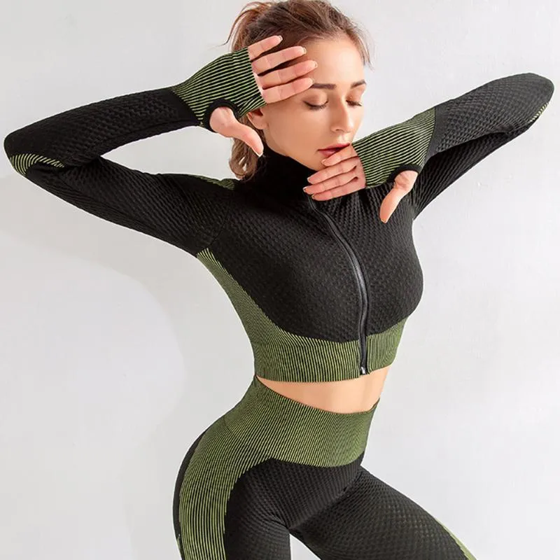 Seamless Yoga Dress For Women Tight Gym Wear Sets Women With Long