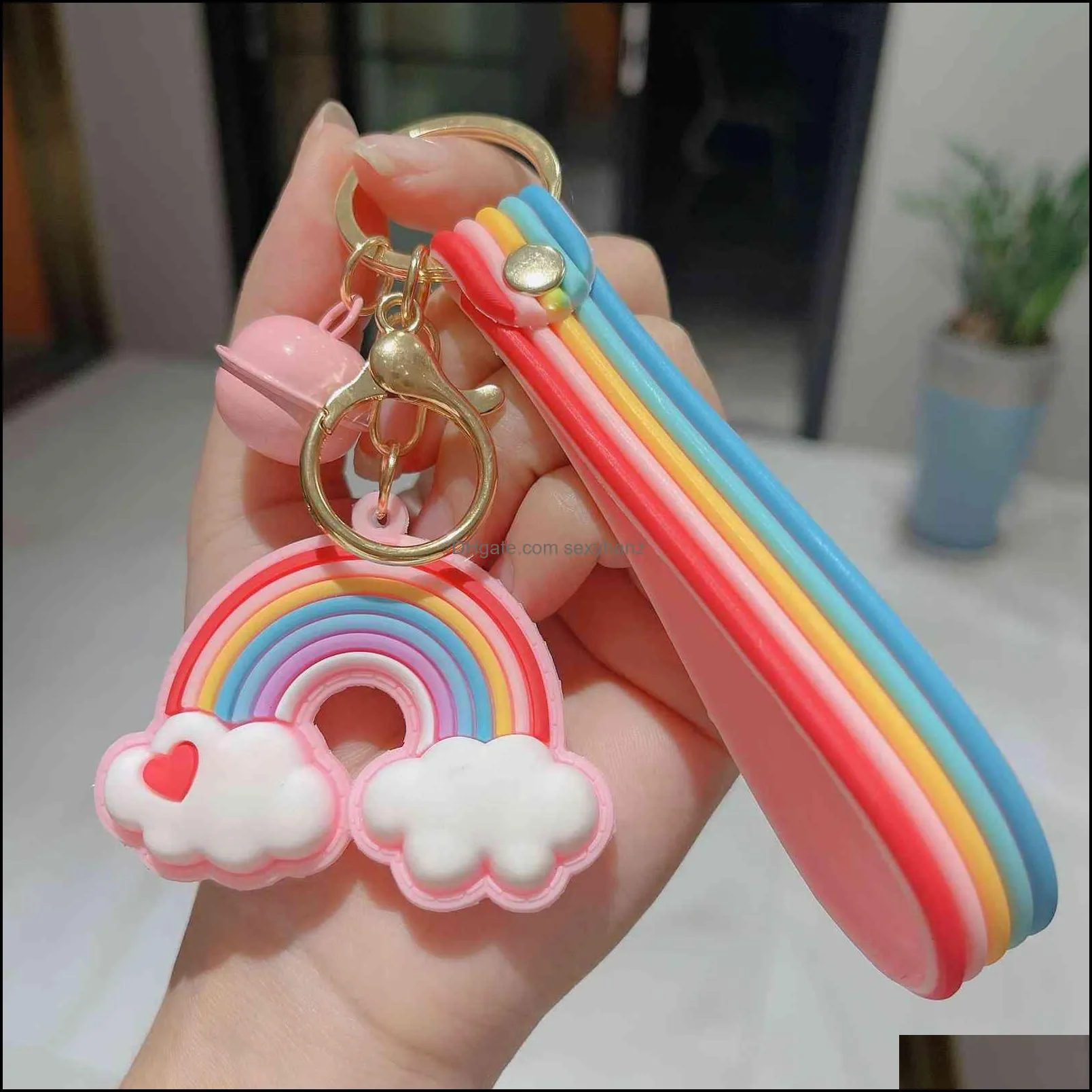 Keychains Version Girl`s Creative Soft Plastic Ring Schoolbag Seven Pendant Accessories