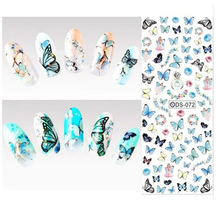 2021 DIY Designer Vattenöverföring Nails Art Sticker Färgglada Lila Fantacy Blommor Nail Stickers Wraps Folie Klistermärke Manikyr