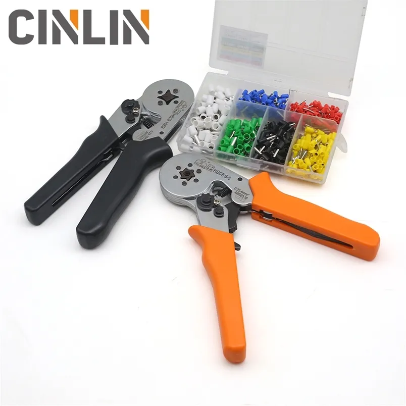 6-6 0.25-6mm 23-10AWG Hexagon & 10S 0.25-10mm 23-7AWG Quadrilateral Tube Bootlace Terminal Crimping Pliers Crimp Hand Tools HSC8 211110