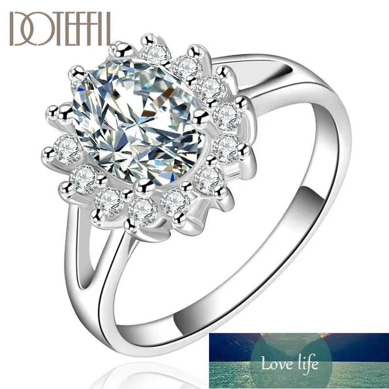 DOTEFFIL 925 Plata esterlina Cristal AAA Circón Sol Anillo Para Mujer Moda Boda Compromiso Fiesta Regalo Encanto Joyería Precio de fábrica diseño experto Calidad Lo último