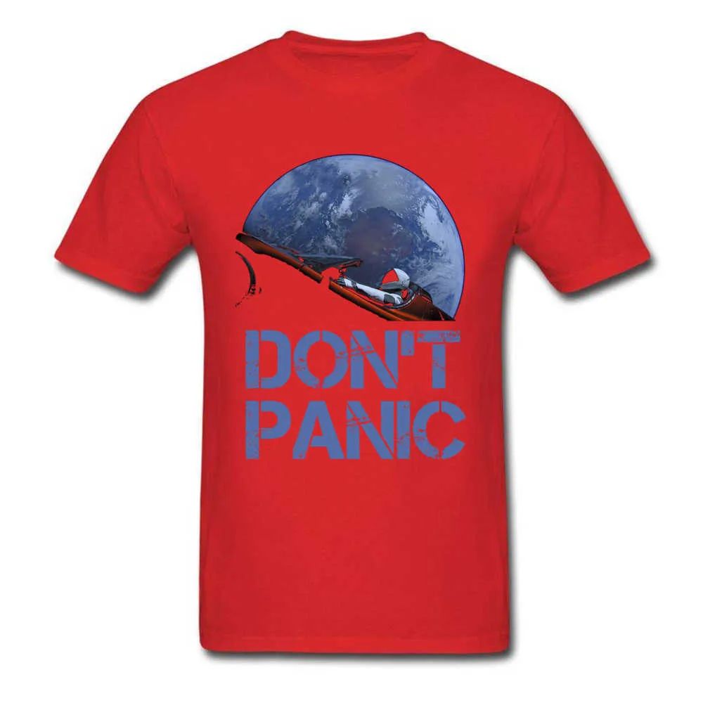 Dont Panic Starman O-Neck T Shirts Summer Tops Tees Short Sleeve New Coming All Cotton Gift Tops T Shirt Europe Men Dont Panic Starman red