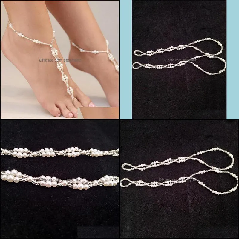 Boho Pearl Foot Jewelry Anklet Sexy Ladies Starfish For Girls Beaded Chain Barefoot Sandals Bridal Wedding Anklets