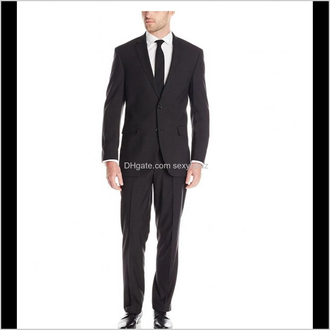 wholesale- custom made groom tuxedos- new fahsion men black business suits two button dress suits top tuxedo slim fit suits 2 piece for