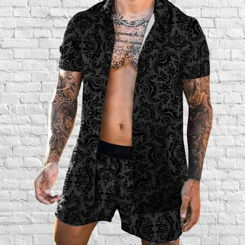 Nuevo Para Hombre Floral Hawaii Pack Summer Beach 2 Piezas Camisas De Manga Corta Shorts Kimono Camisas Japonesas Beachwear Set G220224 De 19 25 DHgate