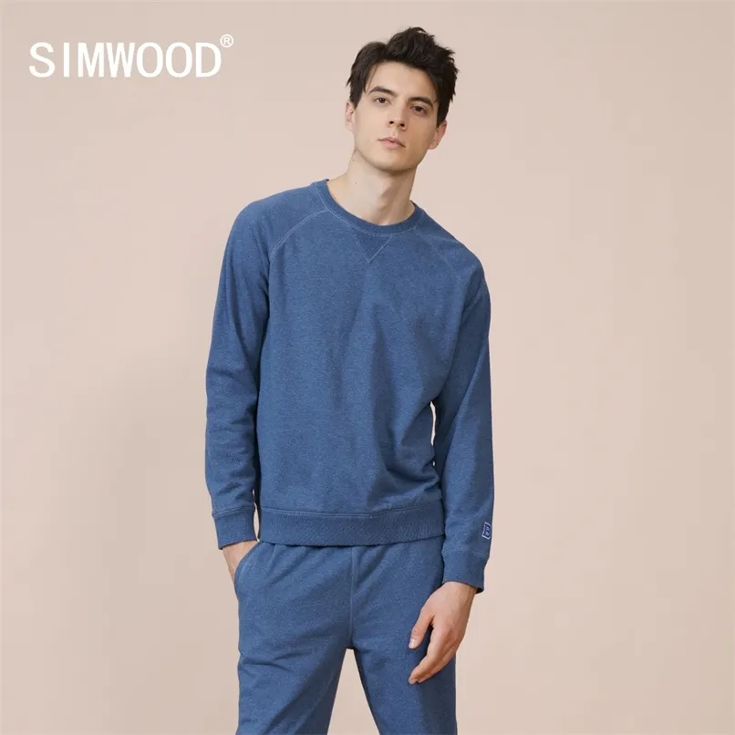 Herbst Sonder Denim Blau Farbe Sweatshirts Männer Plus Größe Raglan Hülse Hoodies Hohe Qualität Pullover 210813