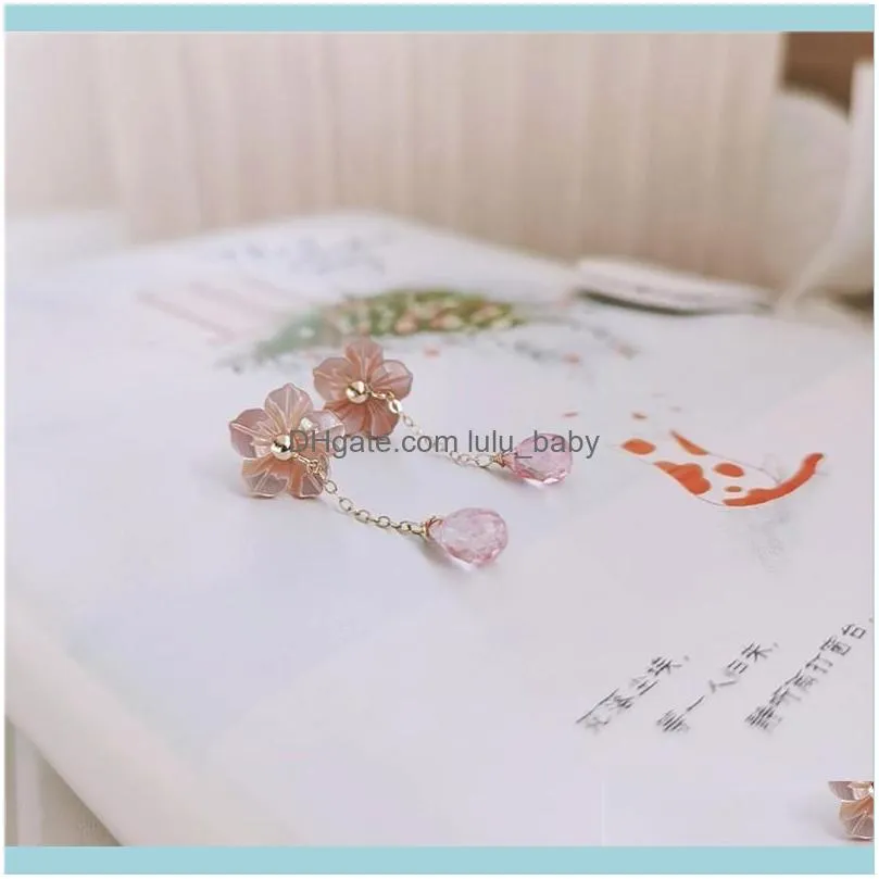 Dangle & Chandelier DAIMI Faceted Water Drop Pink Topaz Earrings Female Genuine Gemstones 14K Gold Filled For Women