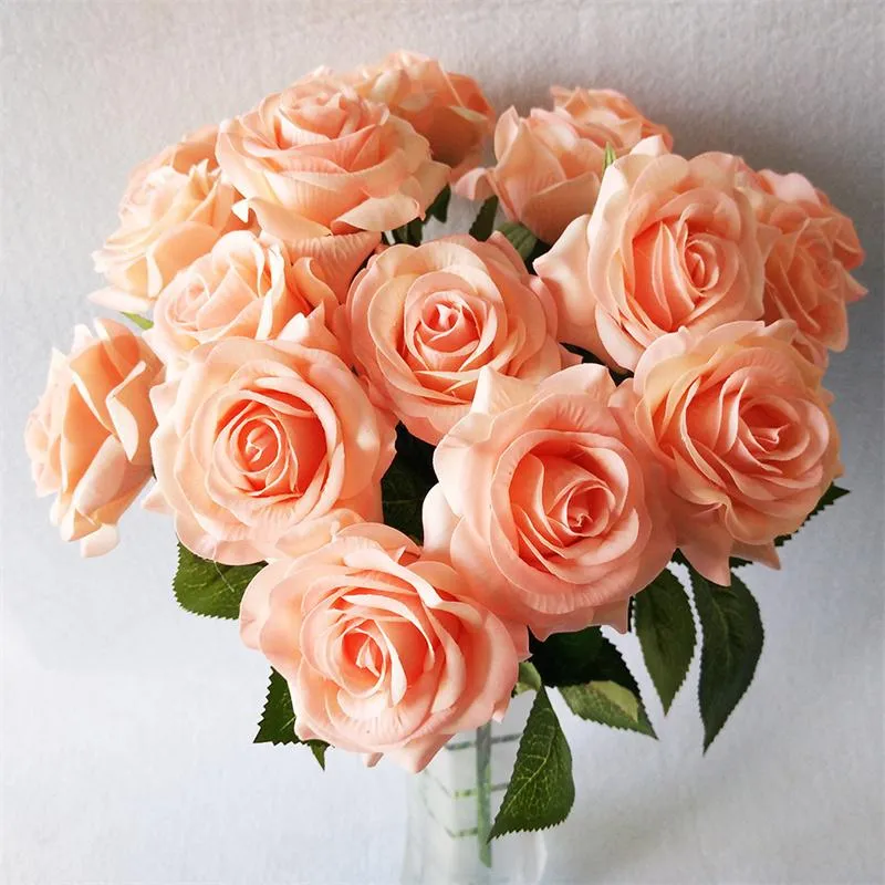 Artificial Flowers Fake Rose Single Realistic Touch Moisturizing Roses for Wedding Valentine`s Day Birthday Party Home Decoration
