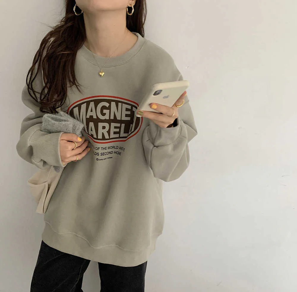 Autumn Sweatshirt Japanese Style Outfit Casual Top Letter Full Sleeve Loose Cotton CHIC QT283 210609