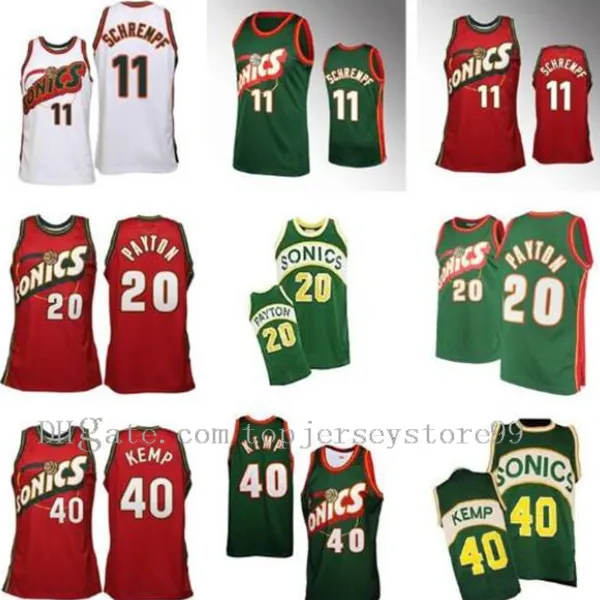 100% Dikişli 20 Gary Payton 35 Kevin Durant 11 Detlef Schrempf 40 Shawn Kemp 34 Ray Allen Erkekler Basketbol Formaları Kolej Forması Boyut S-2XL