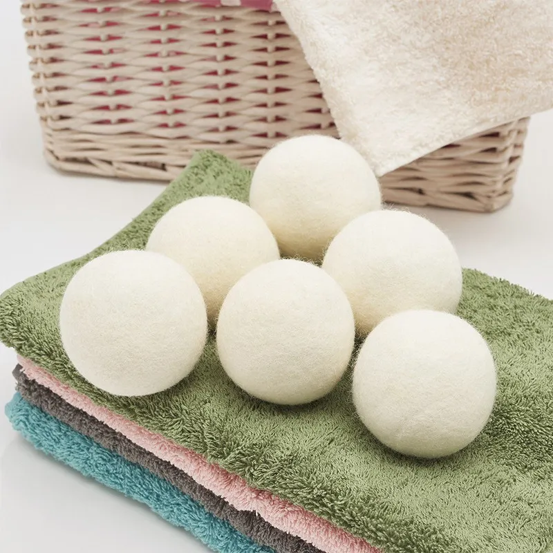 Pratique Blanchisserie Propre Boule Réutilisable Naturelle Organique Linge Tissu Assouplissant Balle Premium Laine Organique Séchoir Boules 6CM DH9588