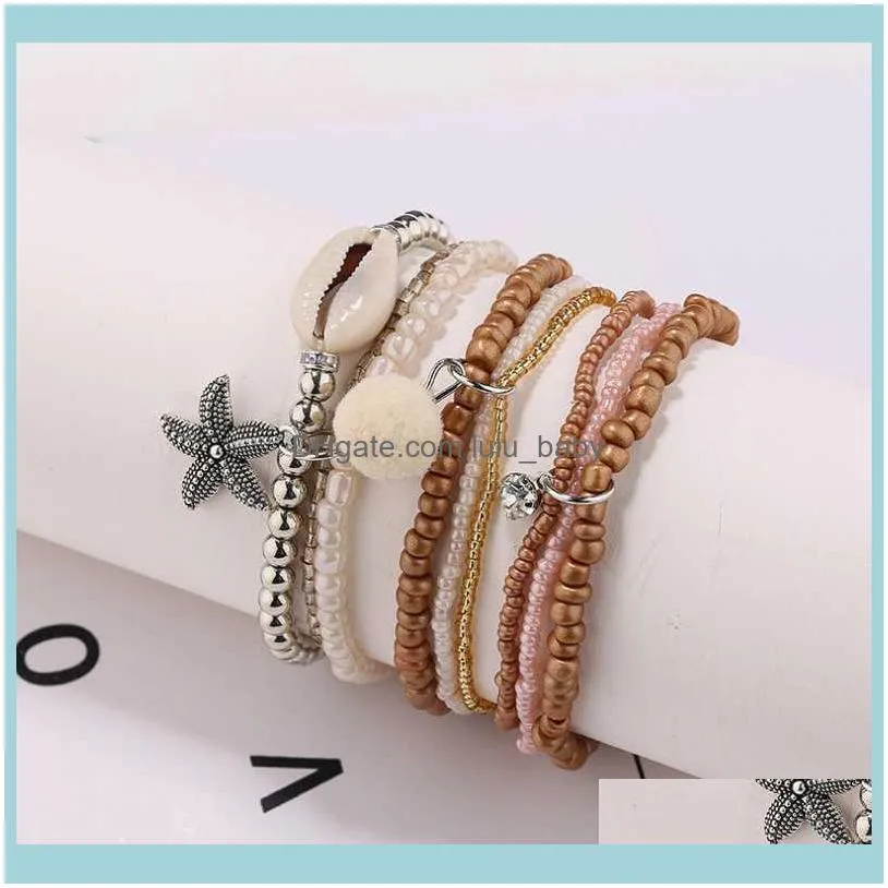 Beaded Jewelrybeaded Strands 3Pcs/Set Handcraft Boutique Fashion Multilayer Crystal Stone Beads Strand Bracelets Bangles Mini Measle Boho