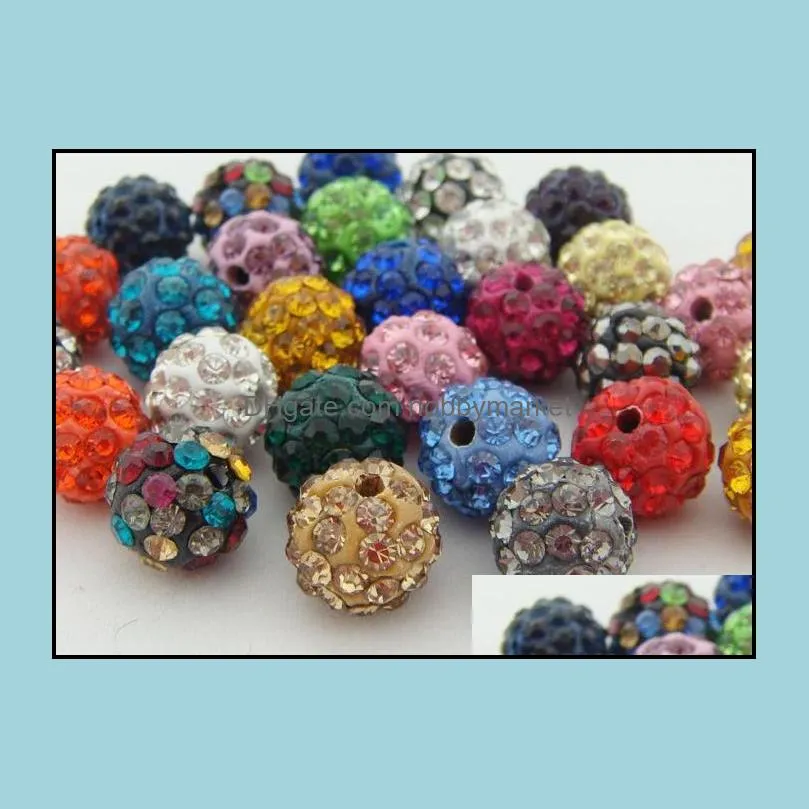 Cheap! free shipping 100pcs/lot 10mm Mixed Color Micro Pave CZ Disco Ball Crystal Bead Bracelet Necklace Beads.