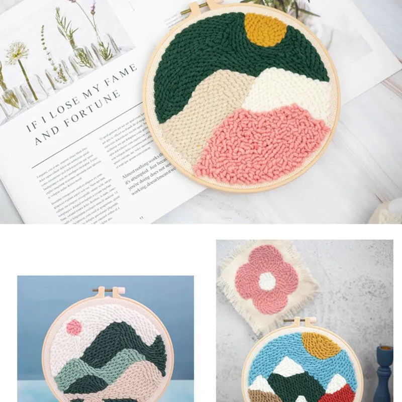 Andra konst och hantverk DIY Landskap Easy Punch Needle Broderi Kit Korsstygn för nybörjare Handcraft Väggmålning Heminredning