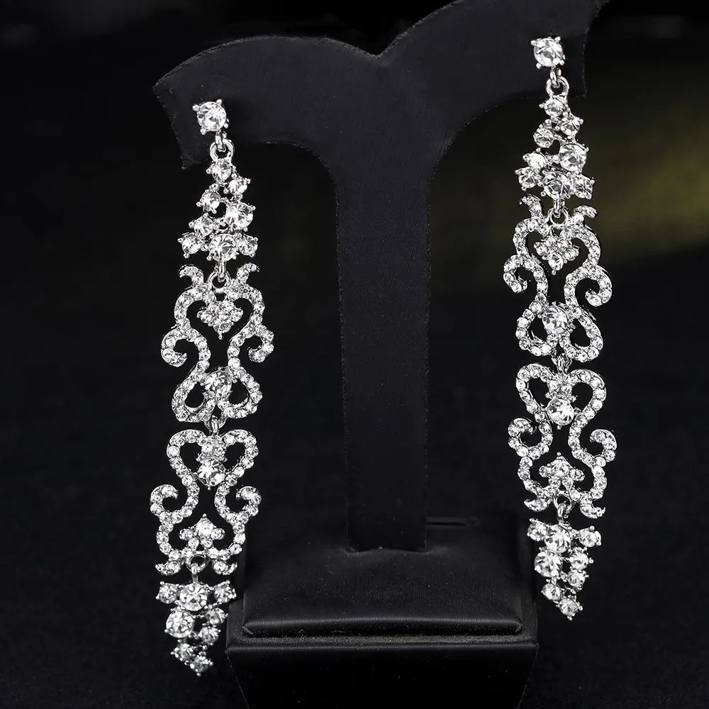 Dangle & Chandelier Women CZ Zirconia Crystal Long Earring Bridal Chandelier Wedding Dangle Earrings Engagement Jewelry Accessories