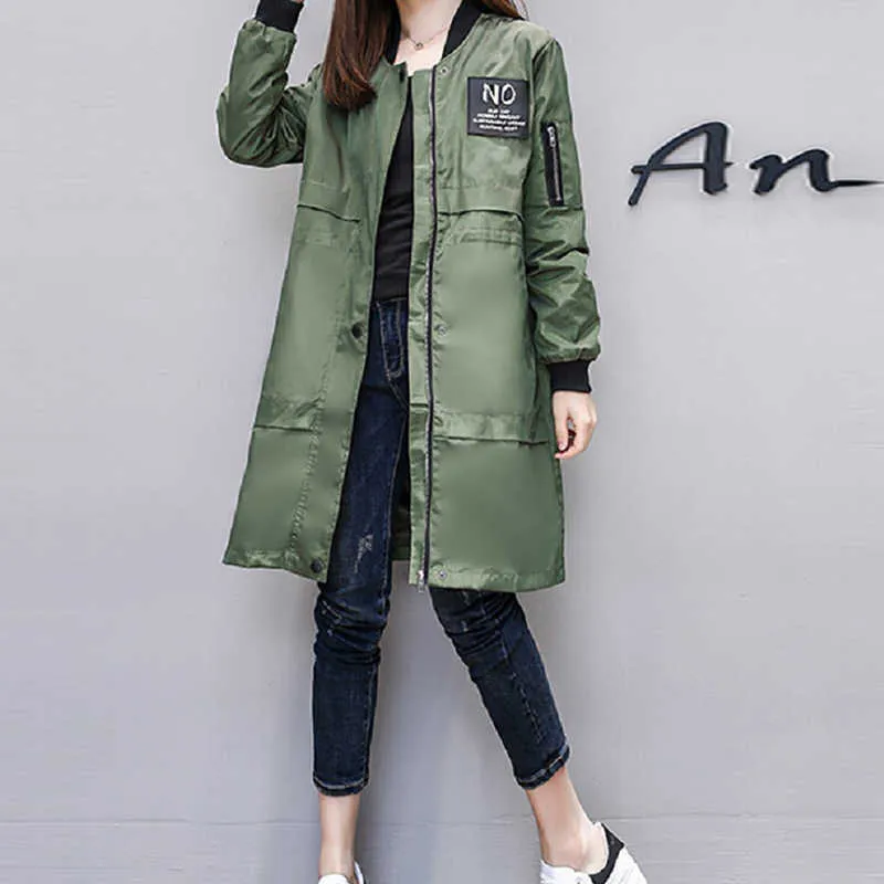 Trench casaco para mulheres streetwear manga comprida zíper feminino mola de chuva casaco feminino moletom exército verde mulheres vestuário 210625