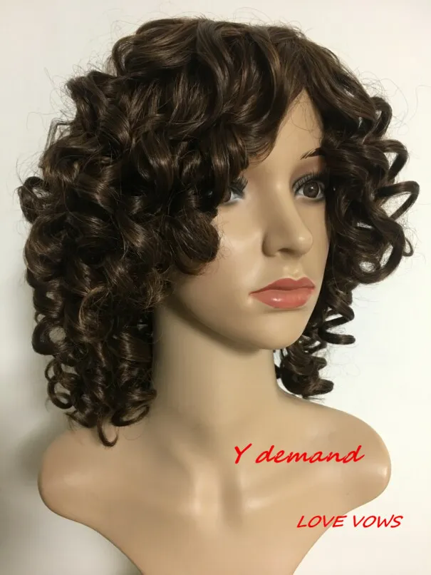 Newest Fashion Short BOB Brown Wavy Curly Hair Afro Wig Siulation Brazilian Human Hair Wigs Full Wigs In stock Y demandfactory direct