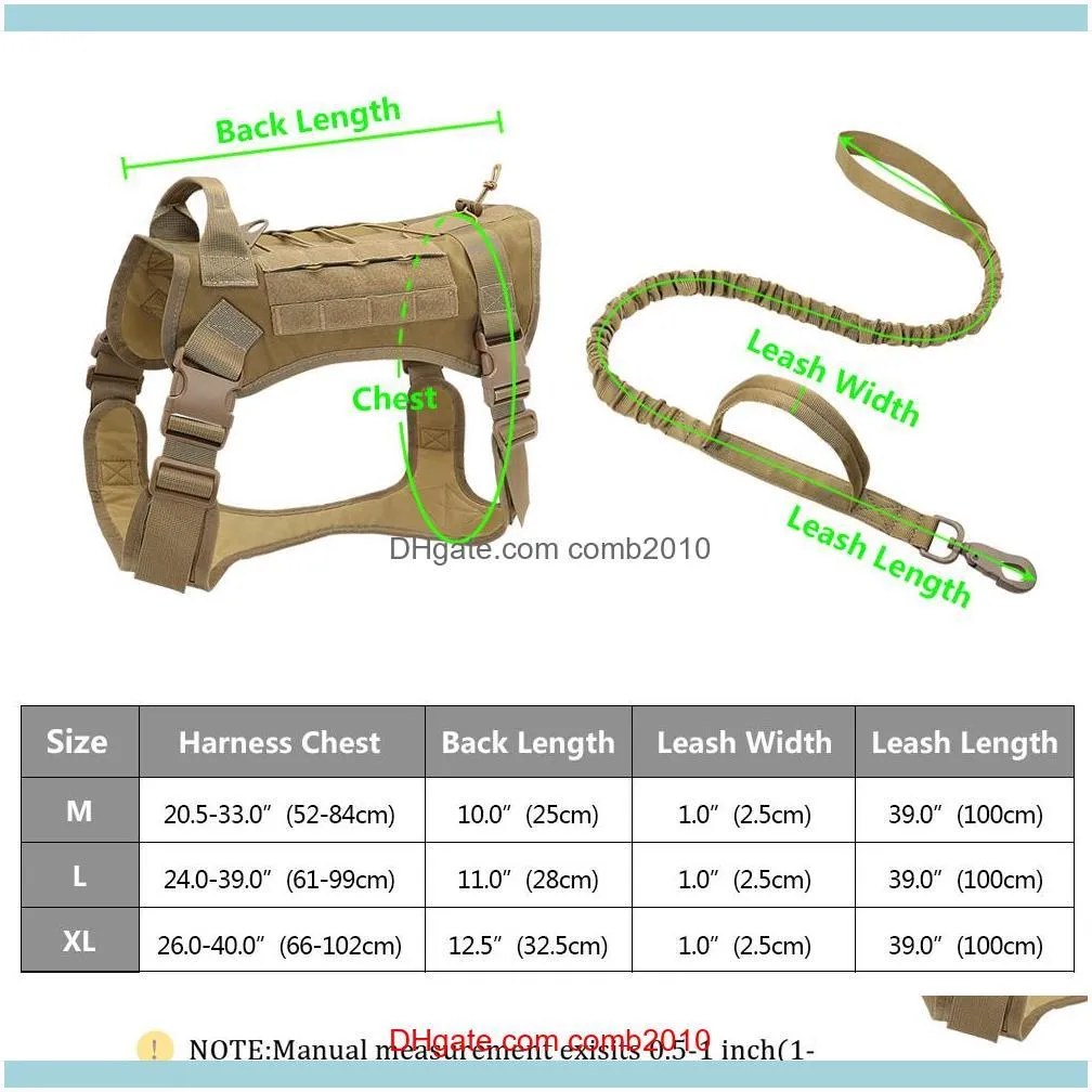 Tactical Dog Harness Vest Military K9 Working Dog Clothes Harness Leash Set Molle Dog Vest For Medium Large Dogs German Shepherd