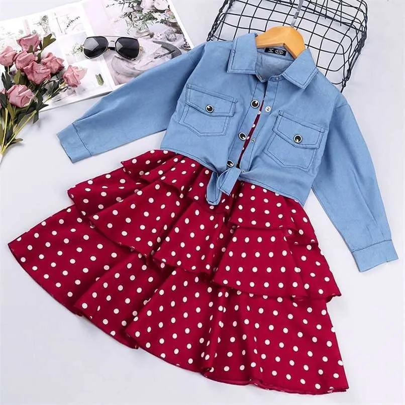 Fashion Autumn Girls Dress Suits Kids Baby Clothes For Unicorn Christmas Dress 2022 Denim Teenager Casual Dresses 4 8 12 Y 211027