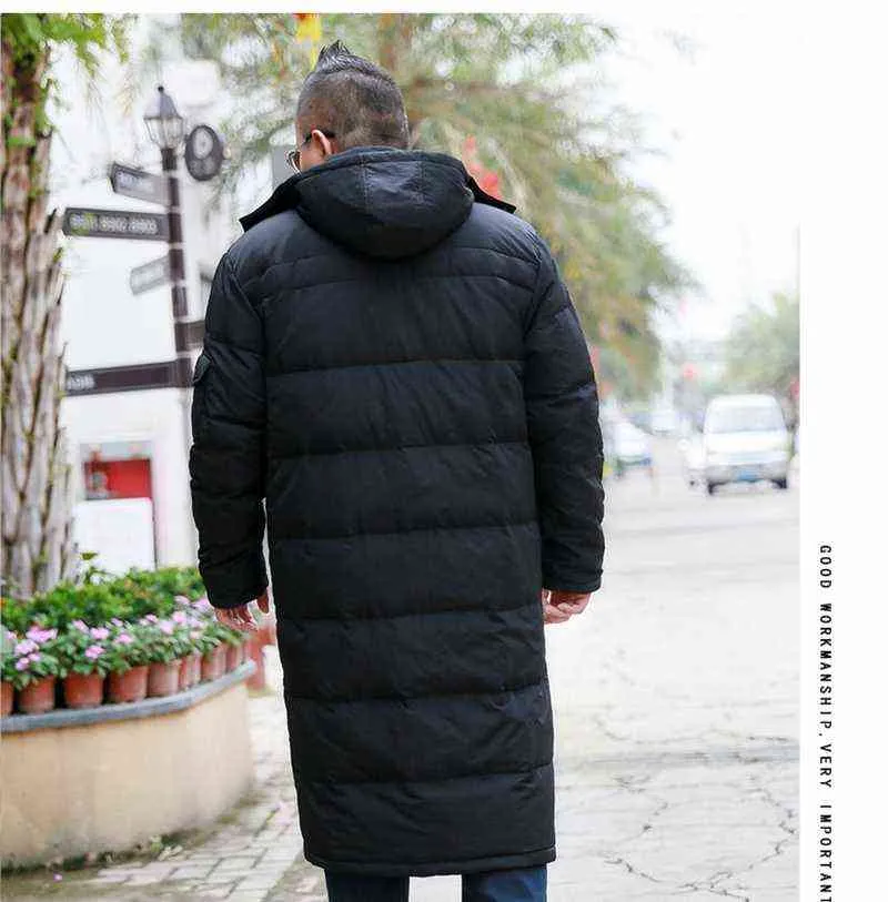 Y1103 Extra Large Mens Over The Knee Down Jacket Thickened Long