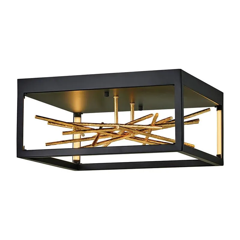 Postmoderne minimalistische Noordse retro creatieve persoonlijkheid koper plafondlamp slaapkamer vierkante decoratieve lampen lichten