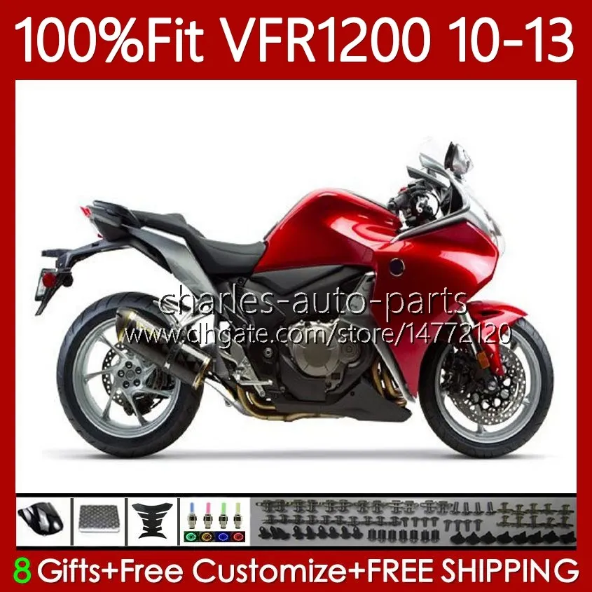 Injektionskropp för Honda VFR1200F Crossstourer VFR 1200 RR CC F 10-13 76NO.17 VFR1200X Metallisk röd VFR-1200 VFR1200 10 11 12 13 VFR1200RR 2010 2011 2012 2013 OEM FAIRING