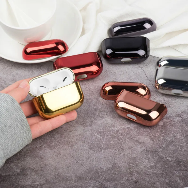 For AirPods Pro Cases Luxury Gold Plating Hard Cover Bluetooth Wireless