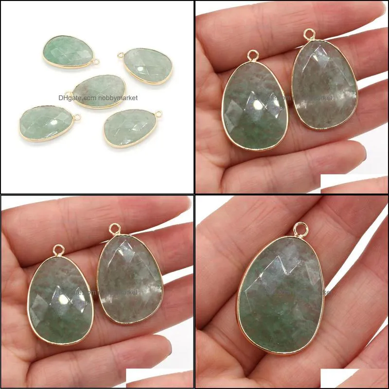 Charms 2Pcs Natural Stone Aventurine Faceted Drop Shape Pendant For Jewelry Making DIY Necklace Earrings Accessories Women Gift