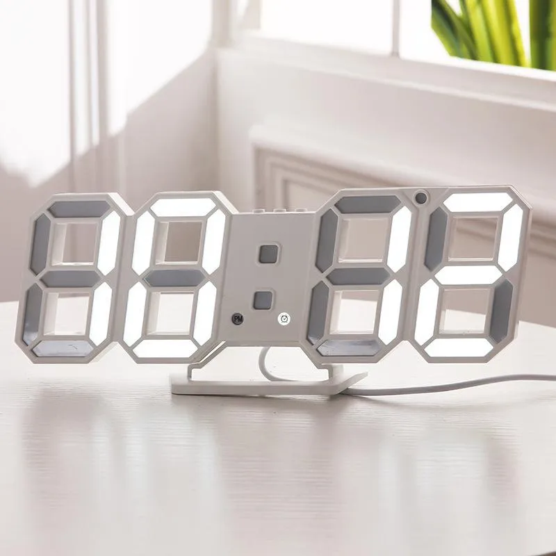 Relojes De Pared 3D LED Reloj Digital Alarma Fecha Temperatura  Retroiluminación Automática Mesa Electrónica Decoración Del Hogar De 17,03  €