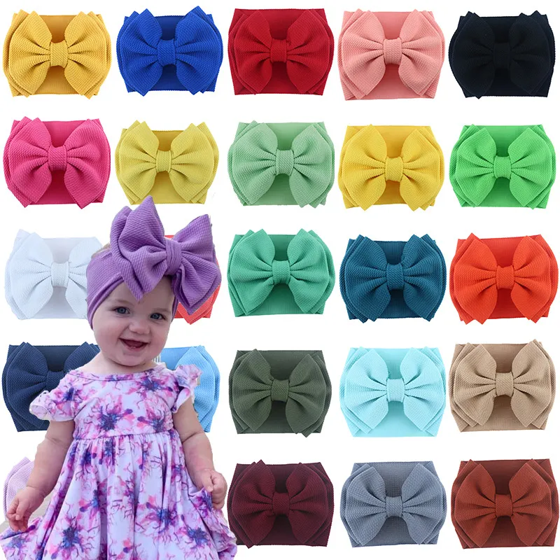 Grand bandeau à double couche pour filles, mignon bébé, bandes de cheveux élastiques, turban solide, accessoires d'été 20220305 Q2