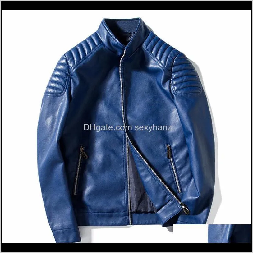 wholesale- motorcycle jacket mens leather jacket male casual stand collar fashion bomber jacket jaqueta de couro masculino outwear