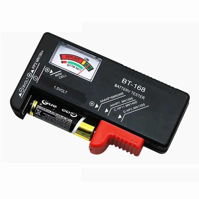 UNIVERSAL BATERY Checker Tester Meter AA AAA C D 9 V Verifica o nível de potência de todas as baterias de Botas de Botão de 1.5V 9V Meters codificados de cor indicam testadores de volt