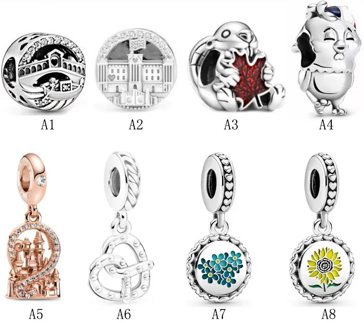 New Arrival 925 Sterling Silver New School Castle Koraliki DIY Fit Original European Charm Bransoletka Moda Kobiety Biżuteria Akcesoria