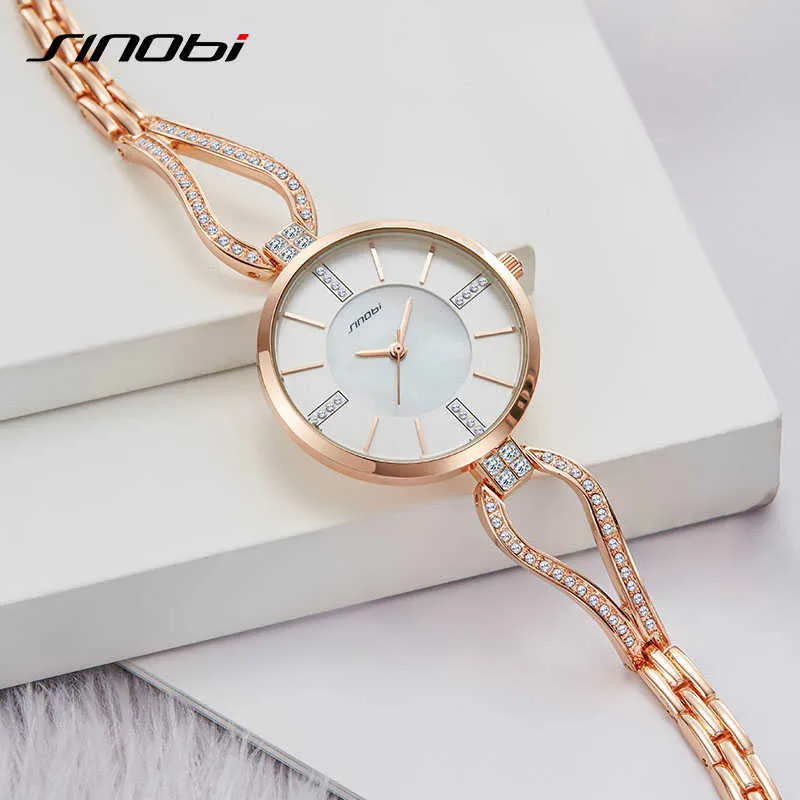 Sinobi marque de luxe femmes montres diamant Bracelet montre femmes élégantes dames filles Quartz montre-bracelet femme robe montres cadeau Q0524