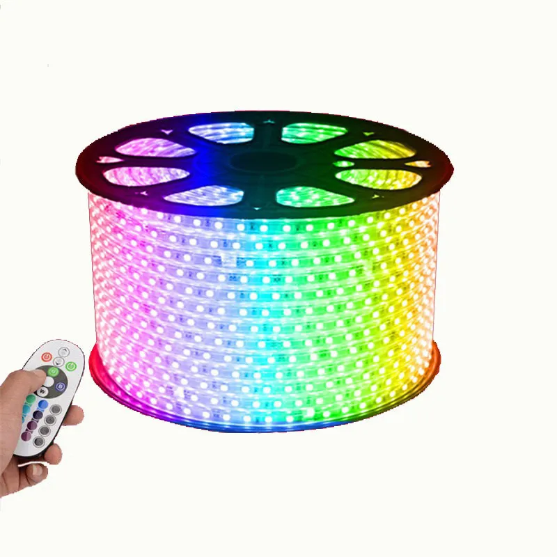 RGB AC 110V Pasek LED Wodoodporny wodoodporny 5050 SMD Neon Light Light 60leds M z zasilaniem, przecinającym 1meter za pośrednictwem w magazynie