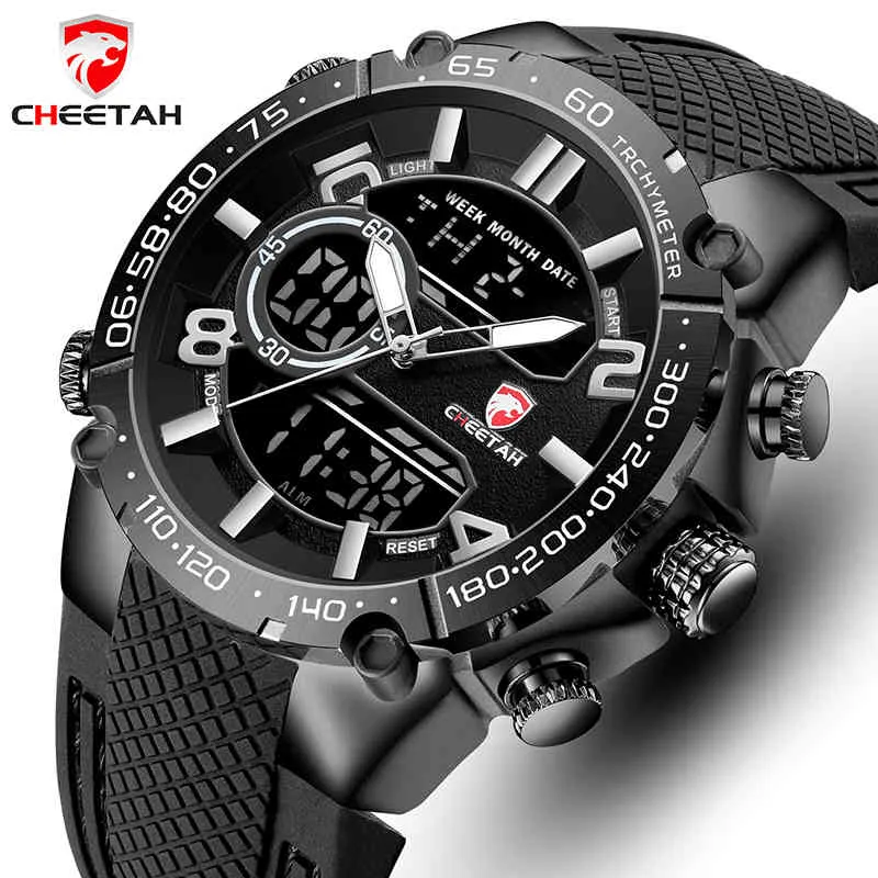 CHEETAH Men Watch Top Luxury Brand Sports Quartz Waterproof Watches Mens Chronograph Alarm Watch Dual Display Male Clockes 210517