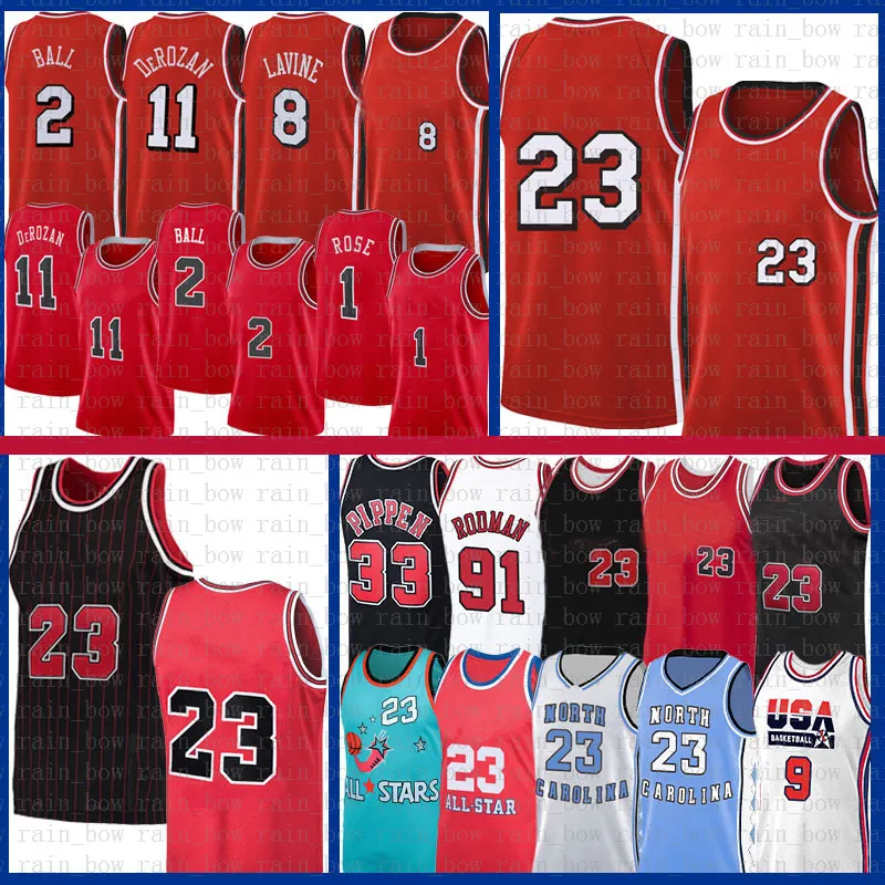 Koszulka Lonzo Ball Vintage Demar DeRozan Derrick Rose Koszulki do koszykówki 2 11 1 23 Michael Scottie Pippen Dennis Rodman Zach LaVine Koszule męskie 2021 S-XXL 33 91 8