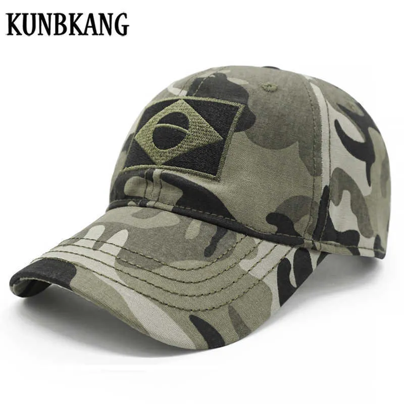 Kunbkang Brasilien Flagga Baseball Cap Male Snapback Män Kvinnor Bonar Trucker Camo Dad Hat Brasil Camouflage s Ben Masculino