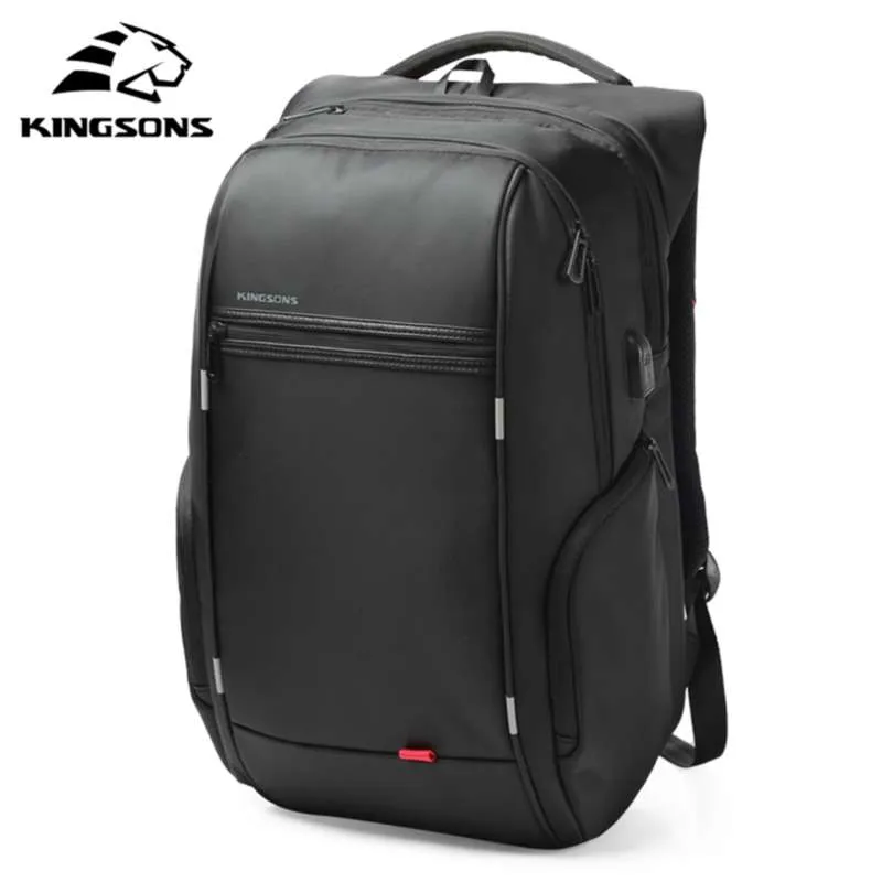 Kingsons 15 cal Laptop Plecaki USB Ładowanie Anti Kradzież Plecak Mężczyźni Podróży Plecak Wody Repellent School Bags Męski Mochila 210929