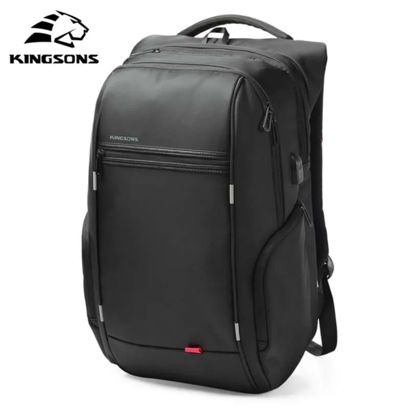 KINGSONS 15 INCH Laptop Rugzakken USB Opladen Anti-diefstal Rugzak Mannen Reizen Rugzak Waterafstotende Schooltassen Mannelijke Mochila 210929