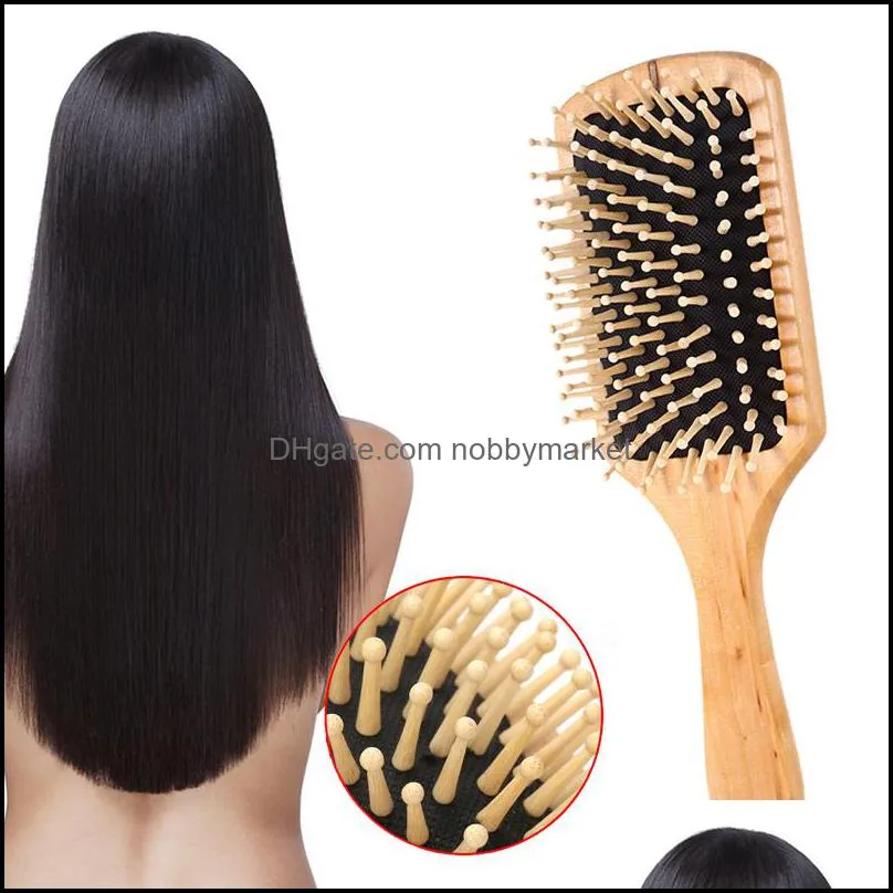 Massage Comb Paddle Brush Antistatic static Natural Wooden Hairbrush Scalp Health Care