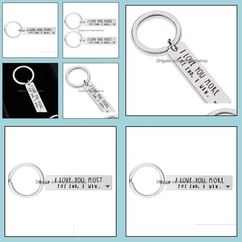 I Love You Most More The End Creative Keyrings I Win Couples Keychain Stainless Steel Key Holders Party Favor